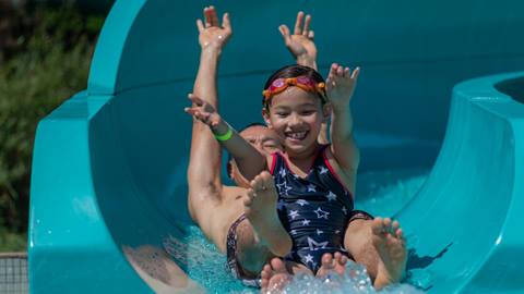 Families playing in the water at Plunge Aquatic Centre