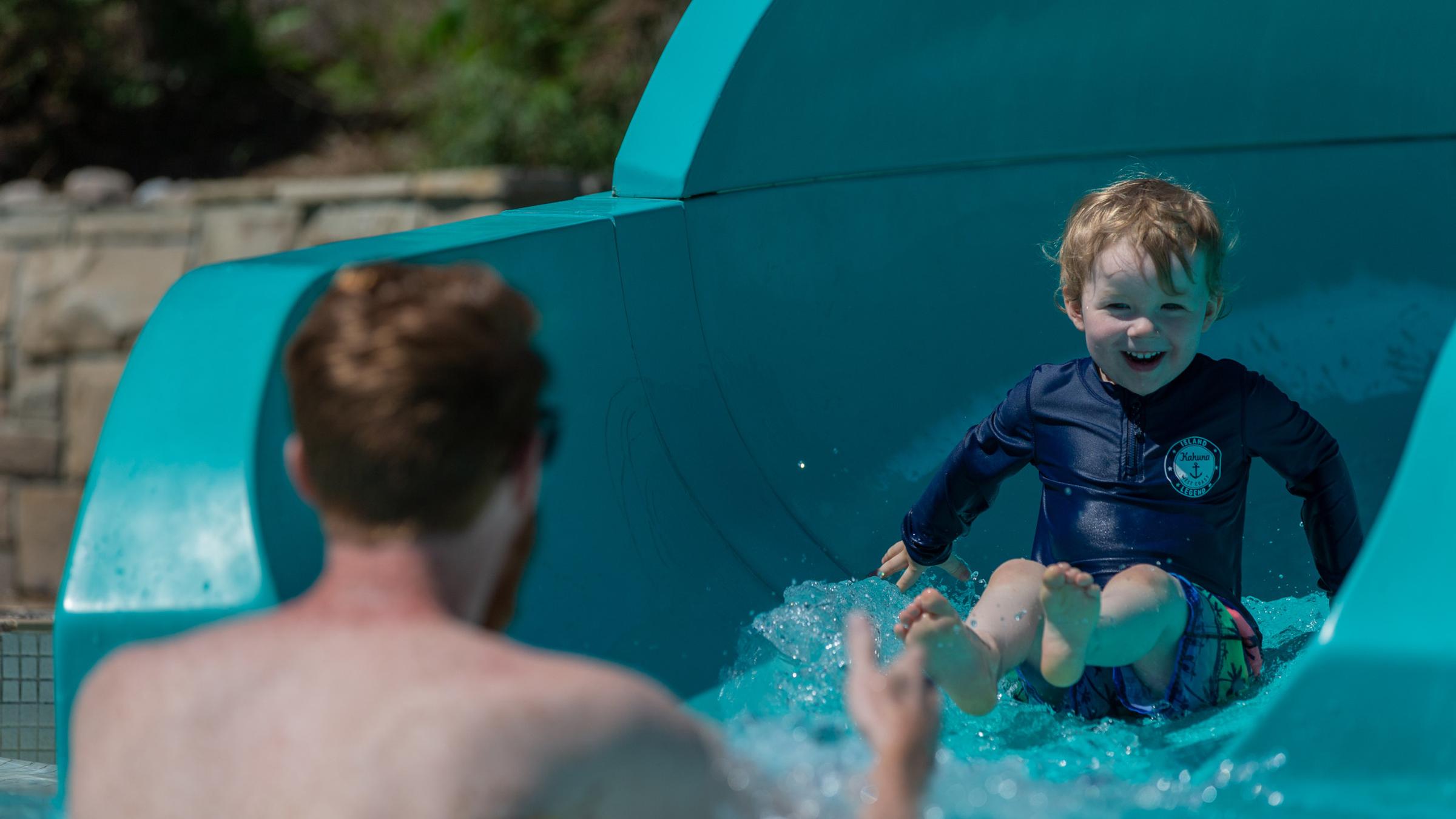 Families playing in the water at Plunge Aquatic Centre
