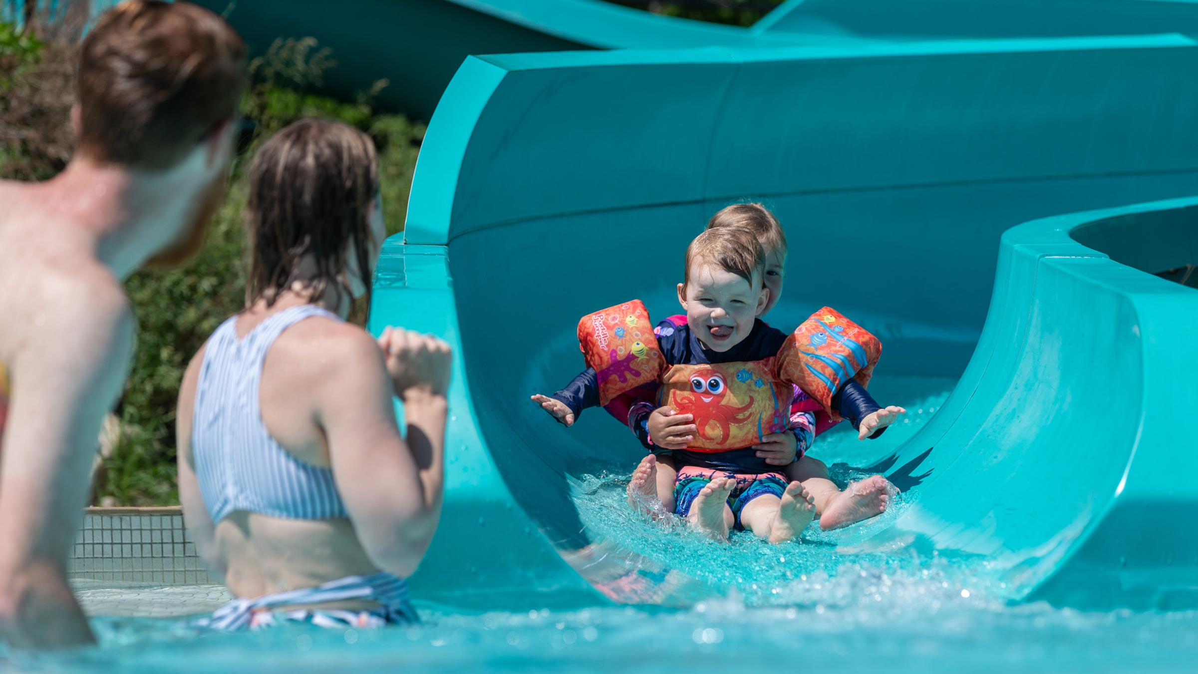 Families playing in the water at Plunge Aquatic Centre