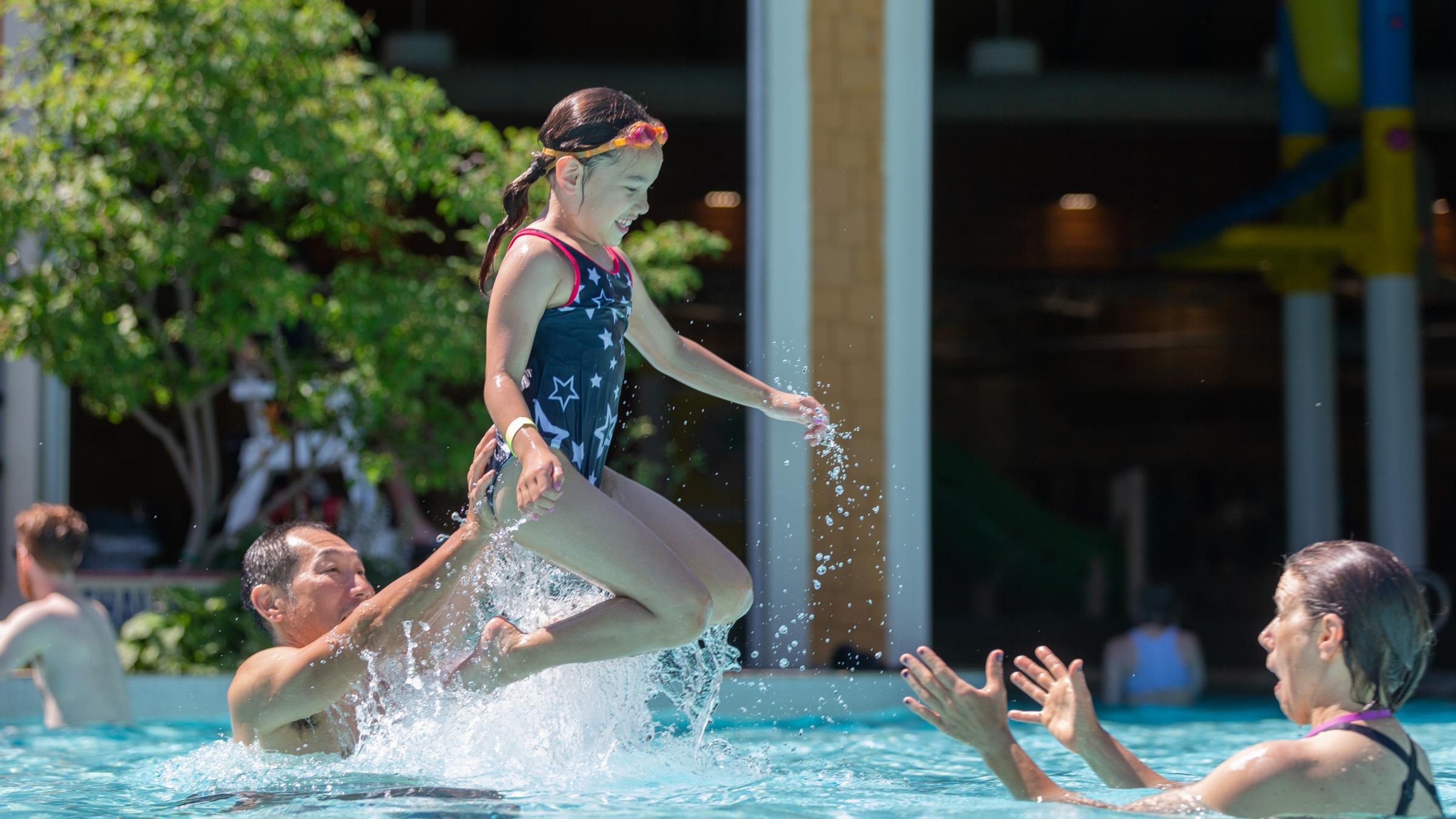 Families playing in the water at Plunge Aquatic Centre