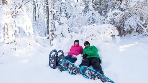 Couple Snowshoeing