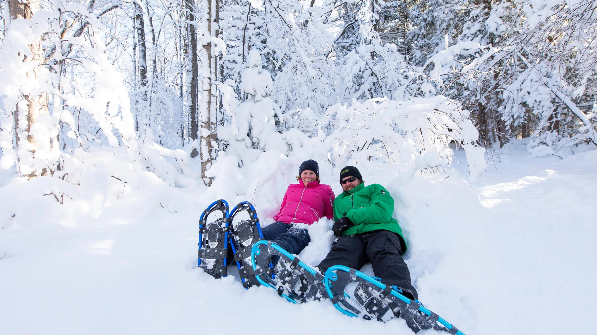 Couple Snowshoeing
