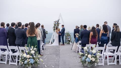 Bride and Groom at alter at top of the mountain at Blue Mountain Resort