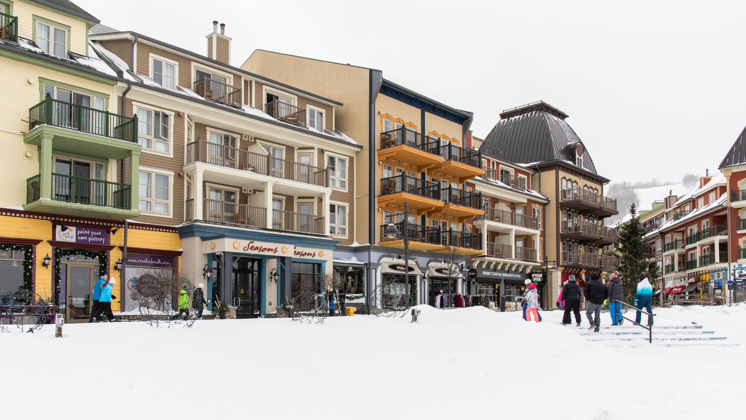 Season at Blue Village Suites exterior winter