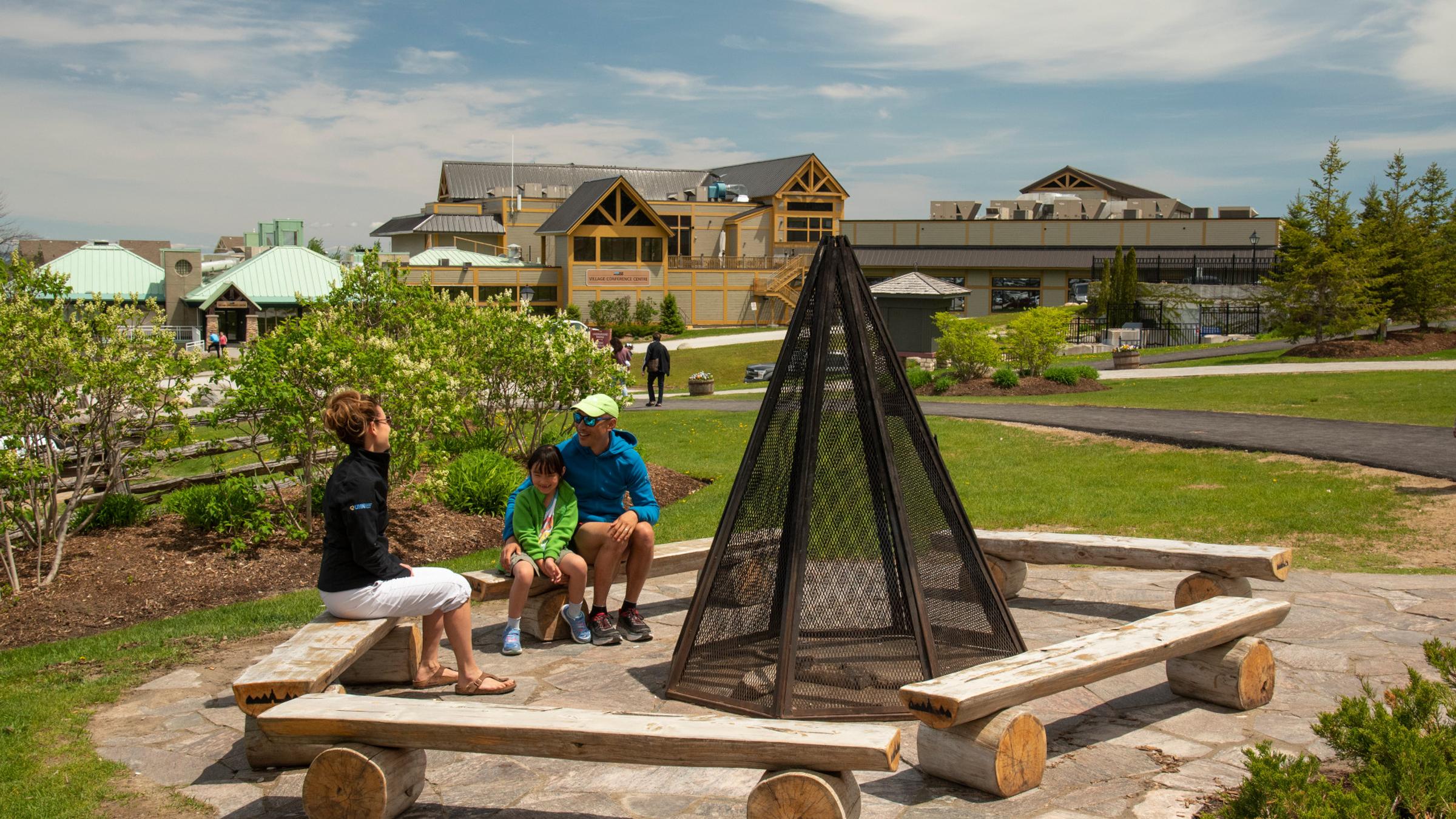 Family at firepit