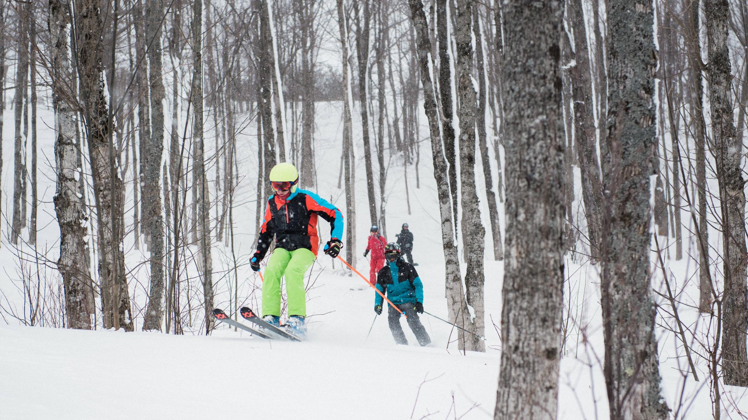 Adult on-hill winter group lifestyle